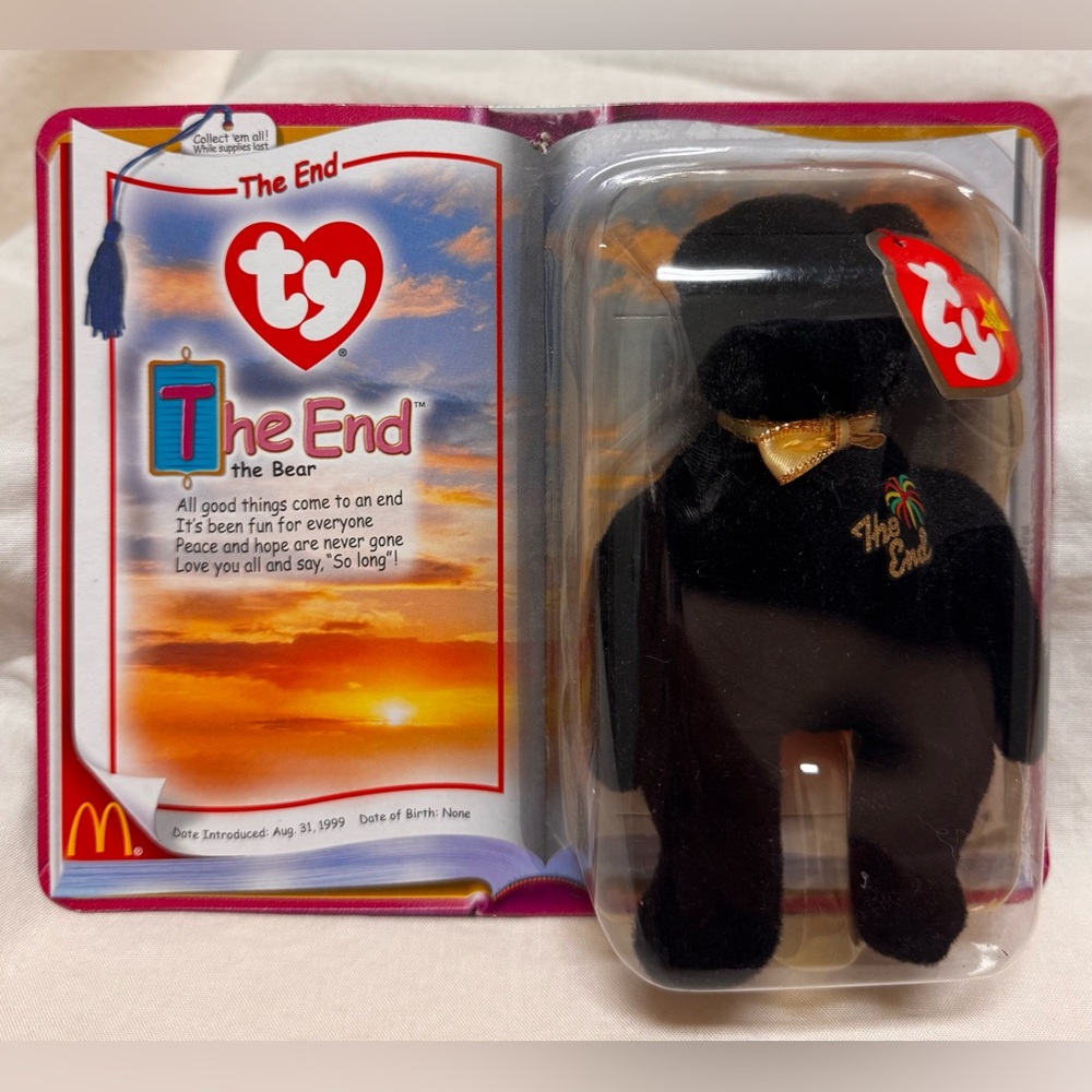 The End Bear McDonald's TY Beanie Baby Black Retired 2000 Teenie Beanie Baby New